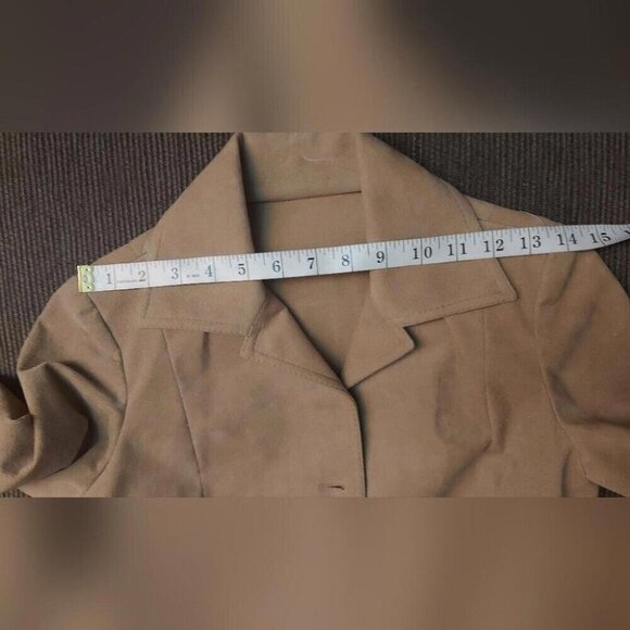 70s Boho Faux Suede Blazer Brodkin Safari Chic Belted Utility Blazer Minimalist - Picture 11 of 11